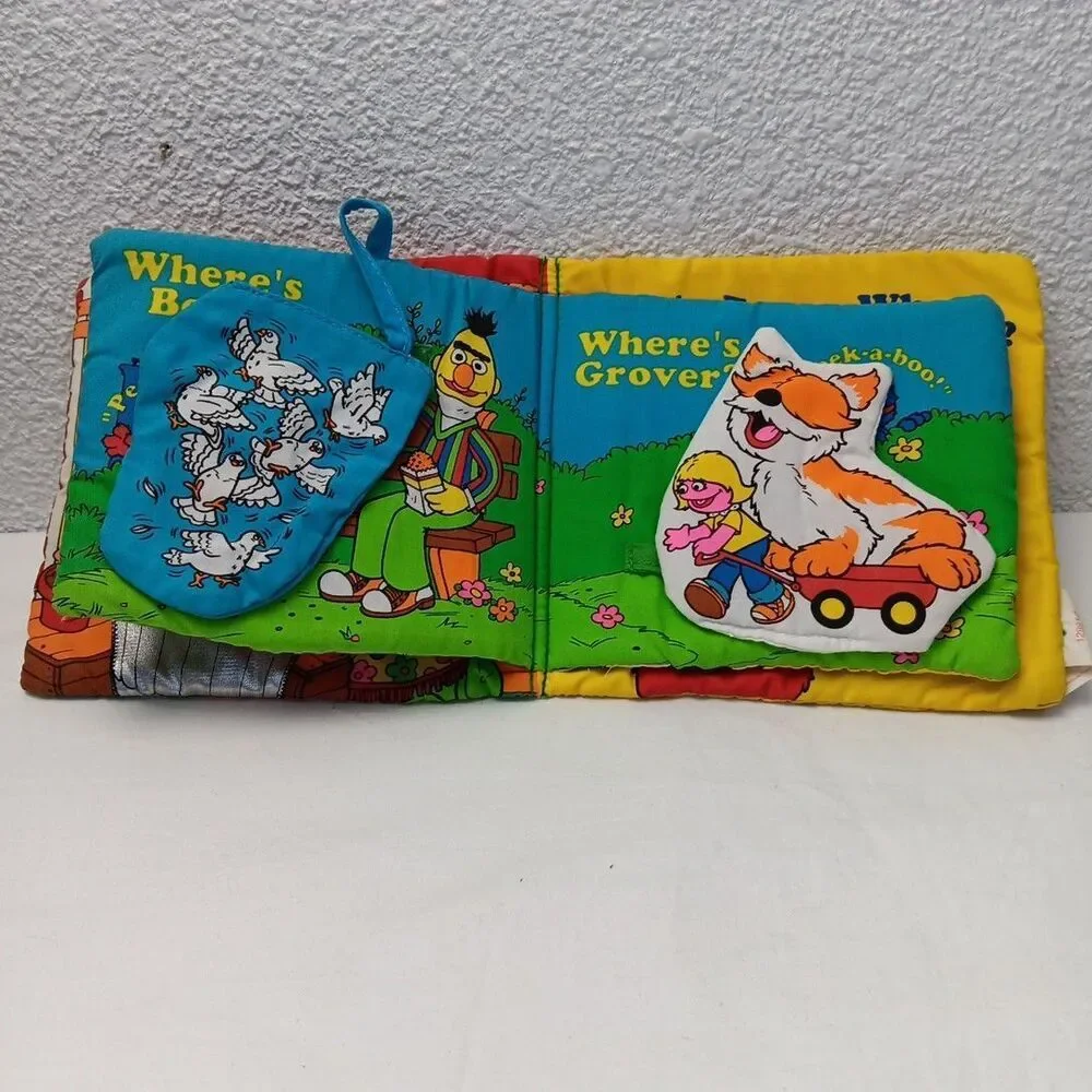 Sesame Street Lot Peek A Boo Soft Book & Cookie Monster Elmo Figures